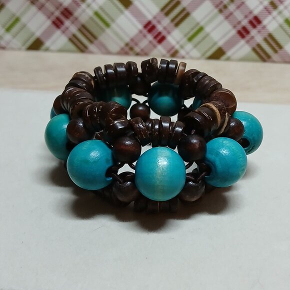 Hand Crafted Wooden Boho Beaded Stretchy Bracelet Fashion Costume Jewelry #37 - Picture 10 of 11